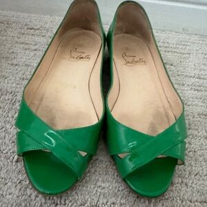 Christian Louboutin Green flat open toe sandals